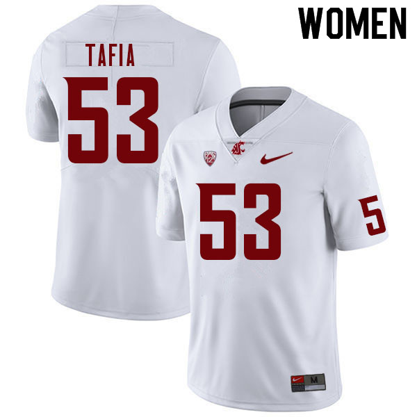 Women #53 Jernias Tafia Washington State Cougars College Football Jerseys Sale-White
